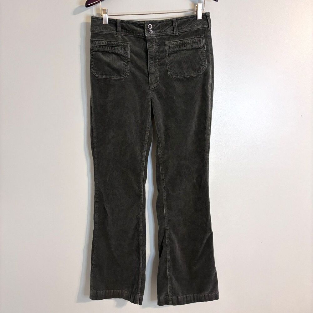 Anthropologie Pilcro 30 Bootcut Green Corduroy Trouser Pants Boho Hippie Goblin